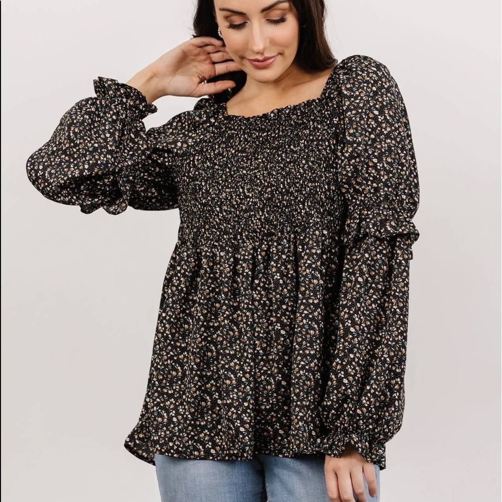 NWT Asha Smocked Boho Top